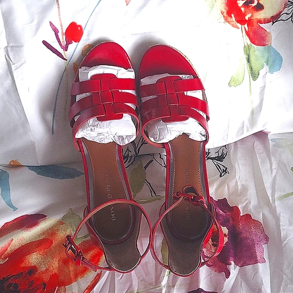 DONALD J PLINER ESPEDRILLE WEDGE SANDALS *🍅RED/NWOB - Picture 4 of 17